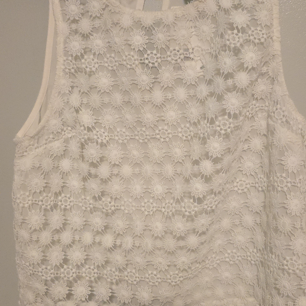 H&M White Lace Sleeveless Blouse NWT